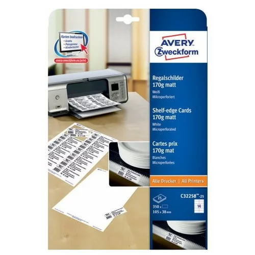 Avery Zweckform Kartonske predloge 105 x 38 mm, 170 g/m²
