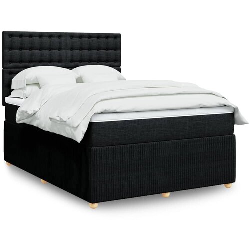 vidaXL Box spring postelja z vzmetnico črna 160x200 cm blago Cene