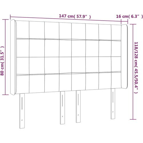 LED uzglavlje svjetlosivo 147 x 16 x 118/128 cm bar&amp;scaron;unasto Slike