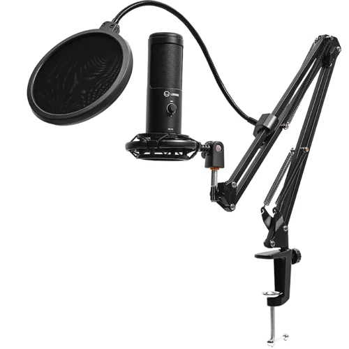 Lorgar Voicer 931, Gaming Microphone, Black, USB condenser microphone with desktop boom arm, pop filter,...