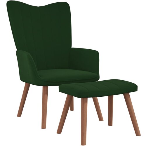  The Living Store Stol za sproščanje s stolčkom temno zelen žamet - Stol Za Sproščanje, (21485236) Cene