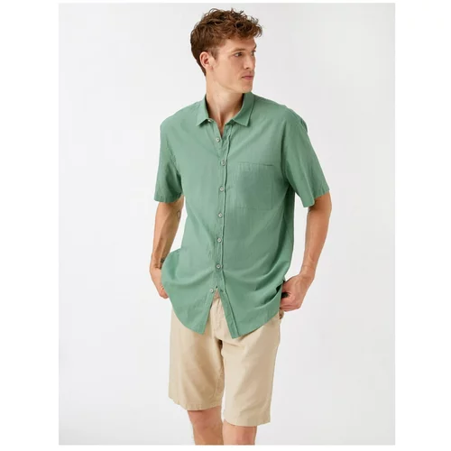 Koton Men's Green Basic Shirt Short Sleeve