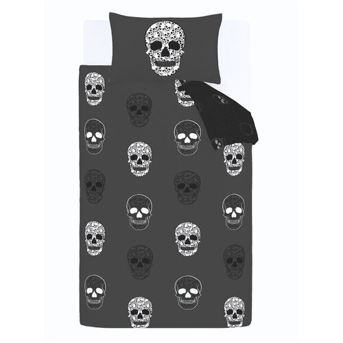 Catherine Lansfield Tamno siva dječja posteljina za krevet za jednu osobu 135x200 cm Skulls – Cijene