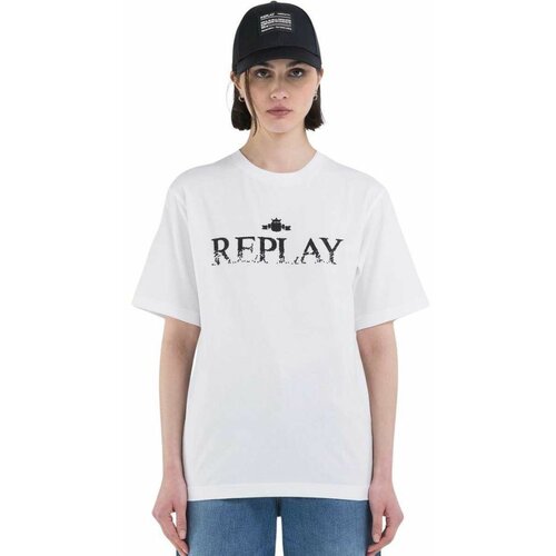 Replay bela ženska majica  RW3698P {23608P}001 Cene