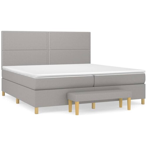 Maison Chic Box spring postelja - Vzmetna postelja z vzmetnico svetlo siva 200x200 cm blago SL6862, (21907067) Cene