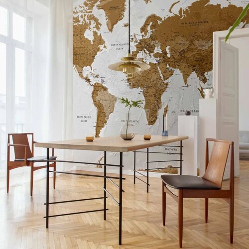  Foto tapeta - World Map: White Oceans 350x256 Vodootporna Slike