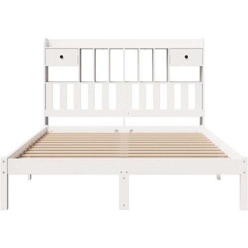 VidaXL Krevet s regalom z knjige bez madraca bijeli 140x190cm borovina Slike