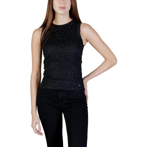 Guess Majice brez rokavov SL FRANCINE SMOCK HOTFIX TOP W6GP14 K2940 Črna Cene