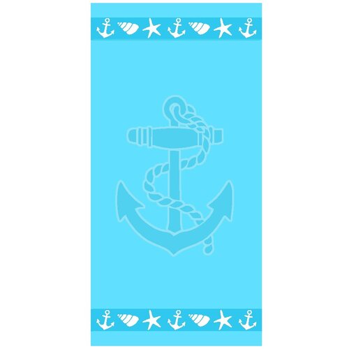 B.E.S. Modra frotirna bombažna brisača za na plažo 70x140 cm Anchor – Cene