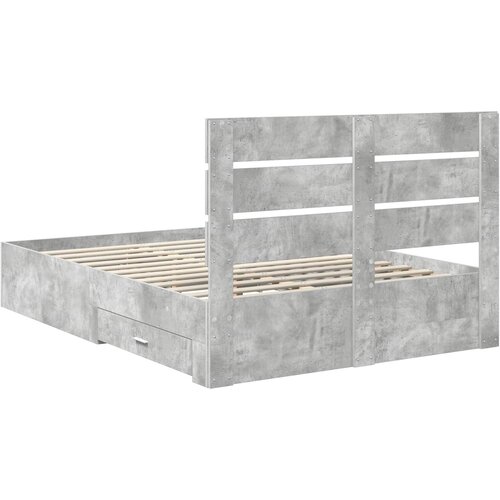  Krevetna konstrukcija s ladicama Betonski sivi 160 x 200 cm Siva 203 x 163 x 100 cm Slike
