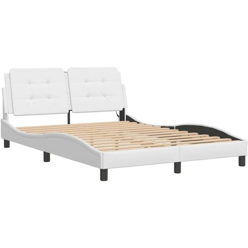 VidaXL okvir kreveta s LED svjetlima bijeli 140x190 cm od umjetne kože Slike