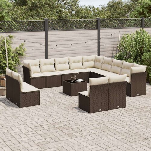 vidaXL 14 kosov Garden Sofa Set z blazinami Brown Poly Rattan Cene