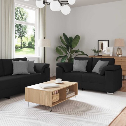SOFA 3 pcs Crna 219 x 80 x 82 cm Platnasta tkanina Slike