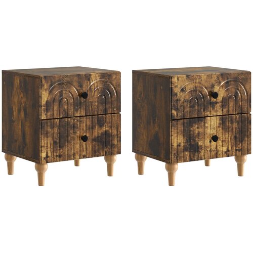  Noćni ormar s ladicama 2 pcs Dimljeni hrast 43 x 34,5 x 48 cm Cijene