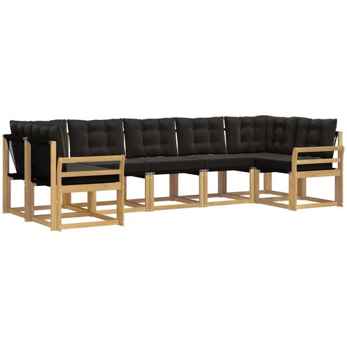 vidaXL Zunanja garnitura za sedenje z blazino 7 pcs Bela in črna, (5000281219) Cene