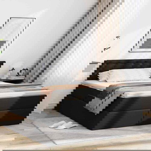 vidaXL Krevet S LED lampica s uzglavljem Crna 120 x 200 cm PVC Cene