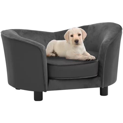 vidaXL Sofa za pse tamnosiva 69 x 49 x 40 cm od pliša i umjetne kože