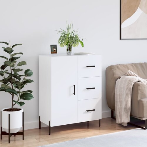 VidaXL Komoda visok sijaj bela 69,5x34x90 cm inženirski les Slike