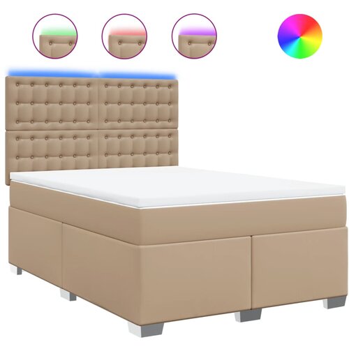 vidaXL Krevet s oprugama i madrac cappuccino 140x190cm od umjetne kože Cijene