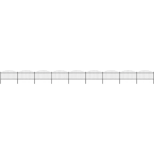 vidaXL vrtna ograja s koničastimi vrhovi jeklo (1,25-1,5)x15,3 m črna