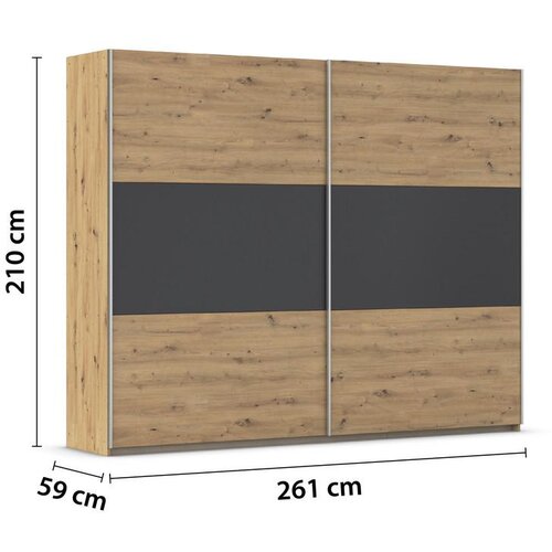 XXXL omara z drsnimi vrati foster, hrast, siva, 261 cm Slike