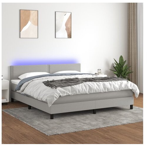  Krevet box spring s madracem LED svjetlosivi 180x200 cm tkanina Cene