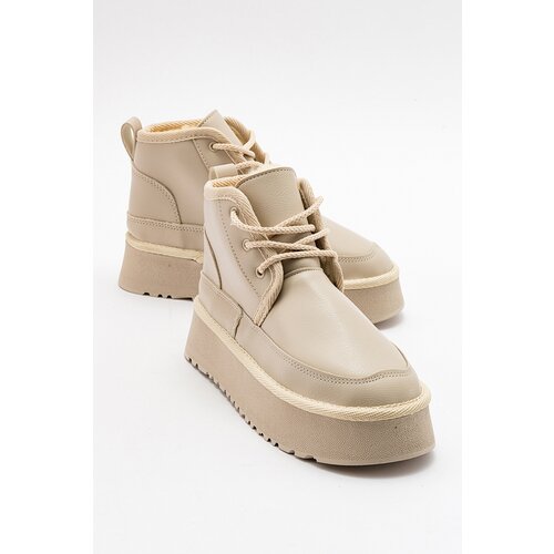 LuviShoes OVELA Women's Beige Skin Thick Sole Laced Sports Boots Cene