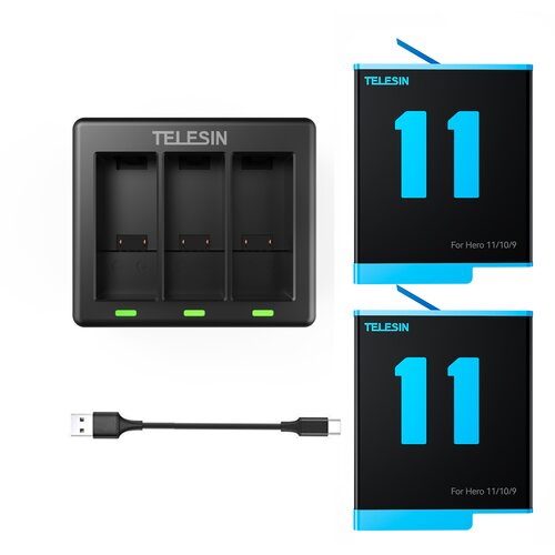 Telesin Polnilec za 3 baterije + 2 dodatni bateriji za GoPro Hero 11/10/9, (20523713) Slike
