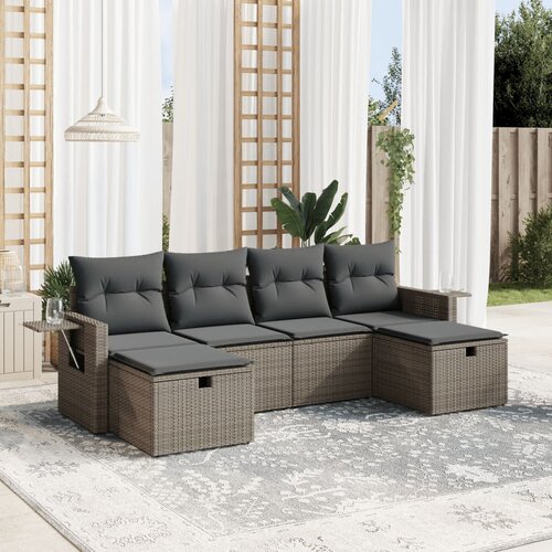 vidaXL 6-dijelni set vrtnih sofa od poliratana s jastucima sivi Cijene
