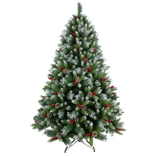  Novogodišnja jelka Snežna sa šišarkama i bobicama 150 cm 220027 Cene