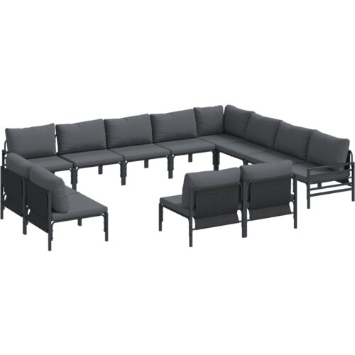 VidaXL Vrtna sedežna garnitura 12 pcs Antracitna Jeklo Slike