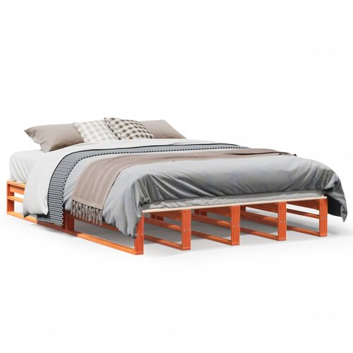 vidaXL Posteljni okvir voščeno rjav 150x200 cm trdna borovina Cene