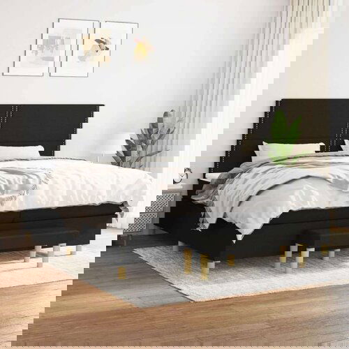  Krevet s oprugama i madracem crni 200x200 cm od tkanine Cijene