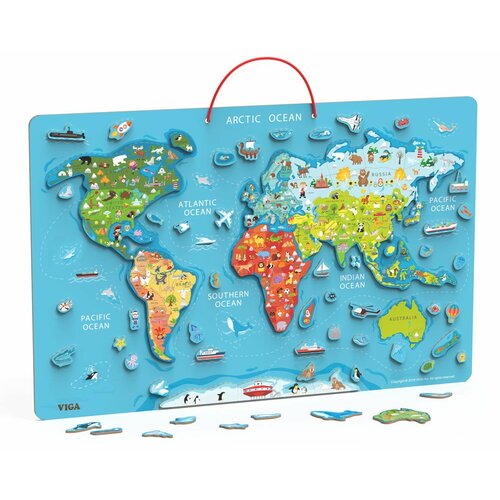 Viga drvena magnetna puzzle mapa sveta/piši briši tabla ( 32741 ) Slike