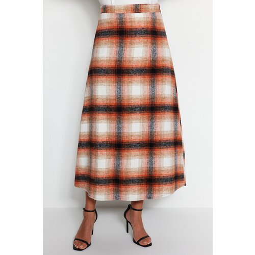 Trendyol Orange Plaid Winter Skirt Cene