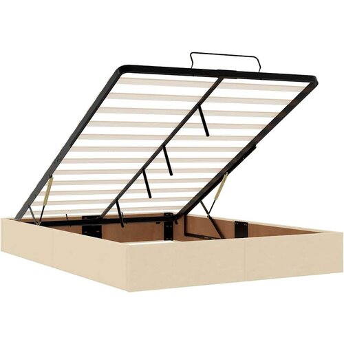 Otomanski krevet s madracem i LED krem 140x190 cm tkanine Slike
