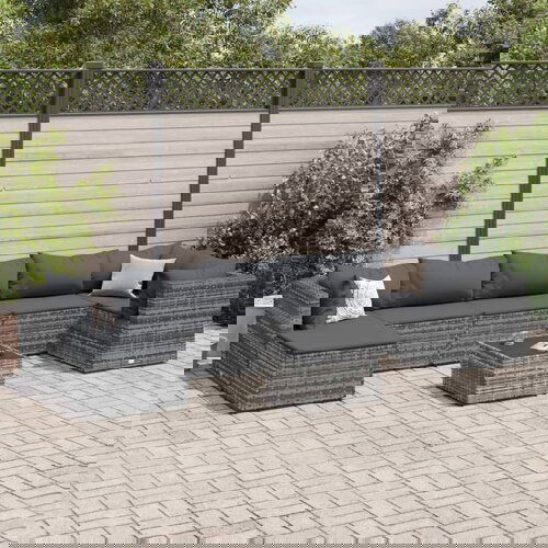 vidaXL 8-dijelna vrtna garnitura od poliratana s jastucima siva Cene