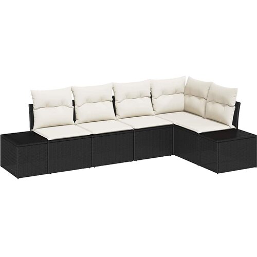  Sjedeća garnitura za vrt 5 kom. Crna i Krema poliratan 264 x 154 x 69 cm Slike