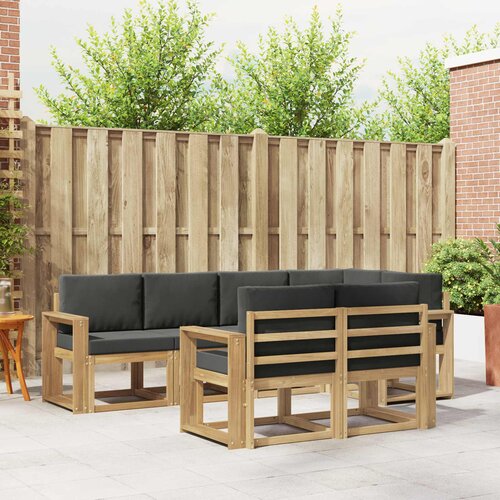 Set vanjskih sofa 7 kom. Bijela i antracit Poliester Smeđa 251 x 132,5 x 73 cm Slike