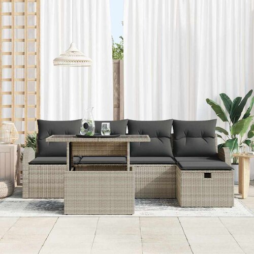  Sjedeća garnitura za vrt 6 kom. Svijetlo siva poliratan Svjetlosiva 234 x 177 x 85 cm Slike