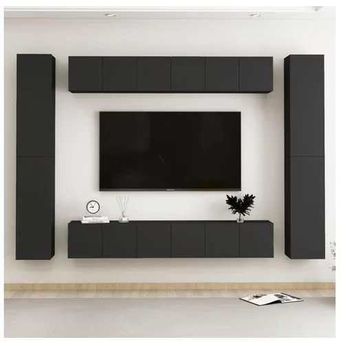  Komplet TV omaric 10-delni črna iverna plošča