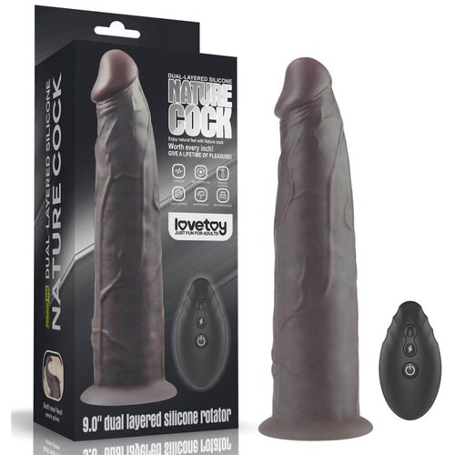 Lovetoy 9inch Dual Layered Silicone Rotator Brown LVTOY00634 Slike