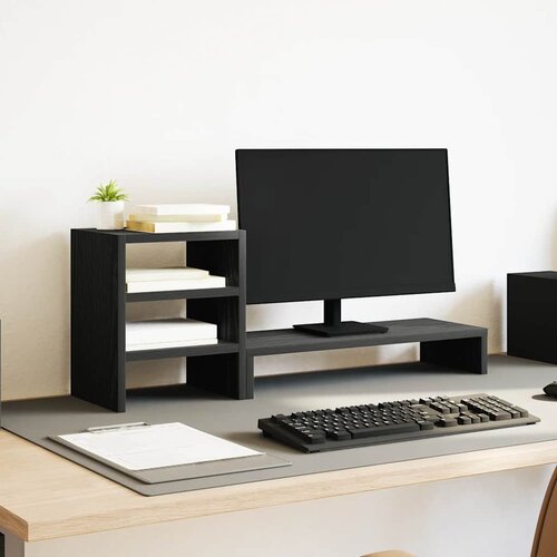 VidaXL Stojalo za monitor z organizatorjem črna hrast inženirski les Slike