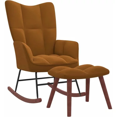  Stolica za ljuljanje s osloncem za noge smeđa baršunasta