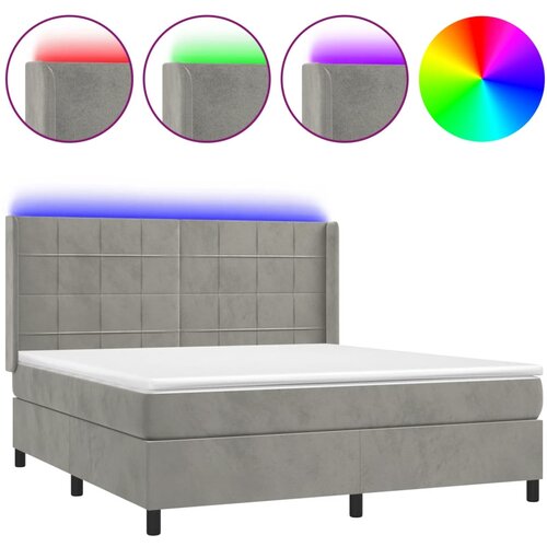 Maison Chic Box spring postelja - Vzmetna postelja z vzmetnico LED svetlo siva 180x200cm žamet SL16035, (21895733) Cene