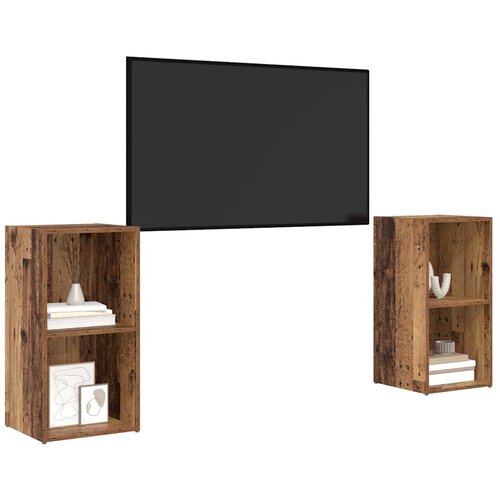  Set TV komoda Zidne 2 pcs Staro drvo 72 x 35 x 36,5 cm Slike