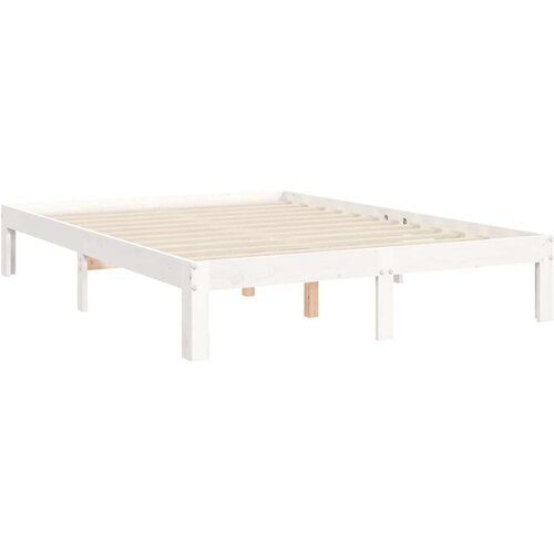  Okvir kreveta s uzglavljem bijeli 120 x 200 cm od masivnog drva Slike