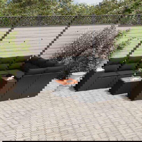  9-dijelni set vrtnih sofa s jastucima crni od poliratana Cijene