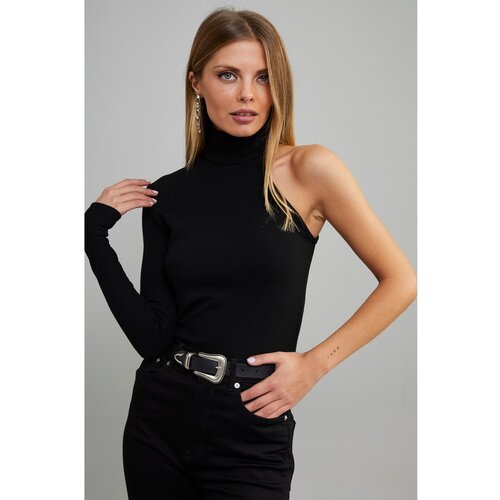 Cool & Sexy Women's Black Turtleneck Single Sleeve Camisole Blouse Slike