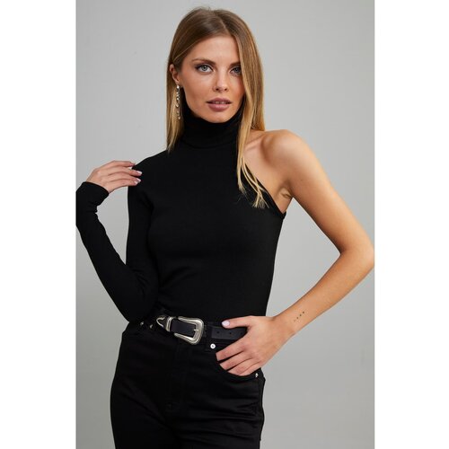 Cool & Sexy Women's Black Turtleneck Single Sleeve Camisole Blouse Cene